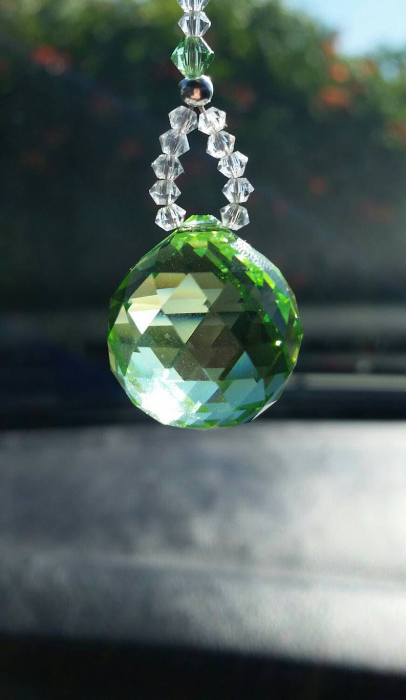 chakra green suncatcher green crystal car charm car decoration Crystal suncatcher crystal car charm rear view mirror peridot gift