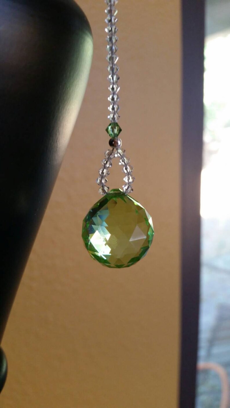chakra green suncatcher green crystal car charm car decoration Crystal suncatcher crystal car charm rear view mirror peridot gift