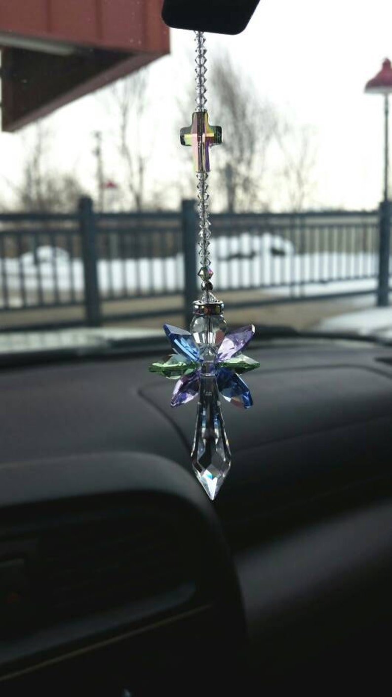 Angel car charm angel decoration crystal angel guardian angel religious gift angel suncatcher memorial angel gift baptism gift