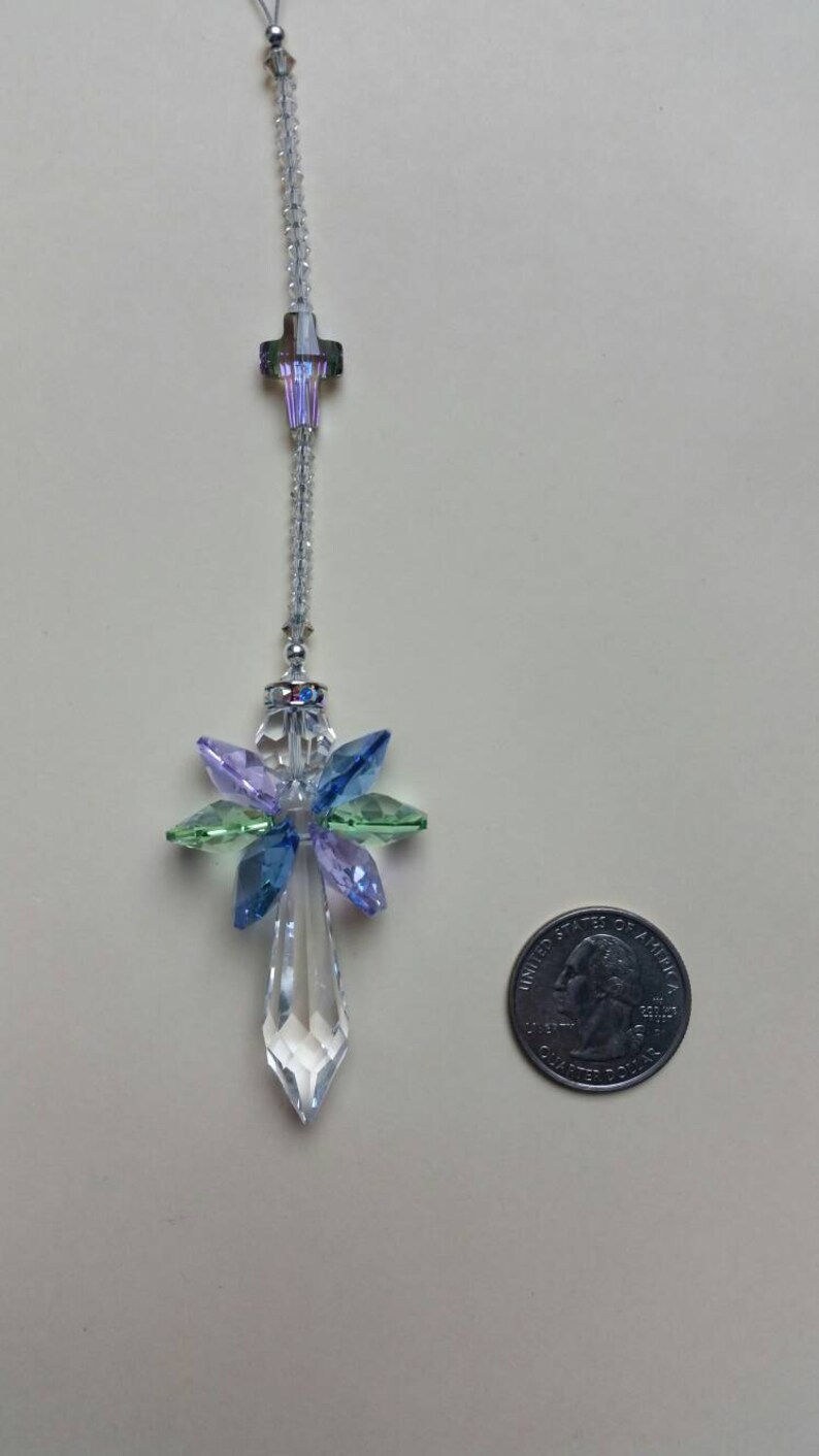 Angel car charm angel decoration crystal angel guardian angel religious gift angel suncatcher memorial angel gift baptism gift