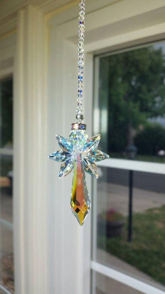 Swarovski suncatcher Hanging Angel crystal suncatcher | Etsy