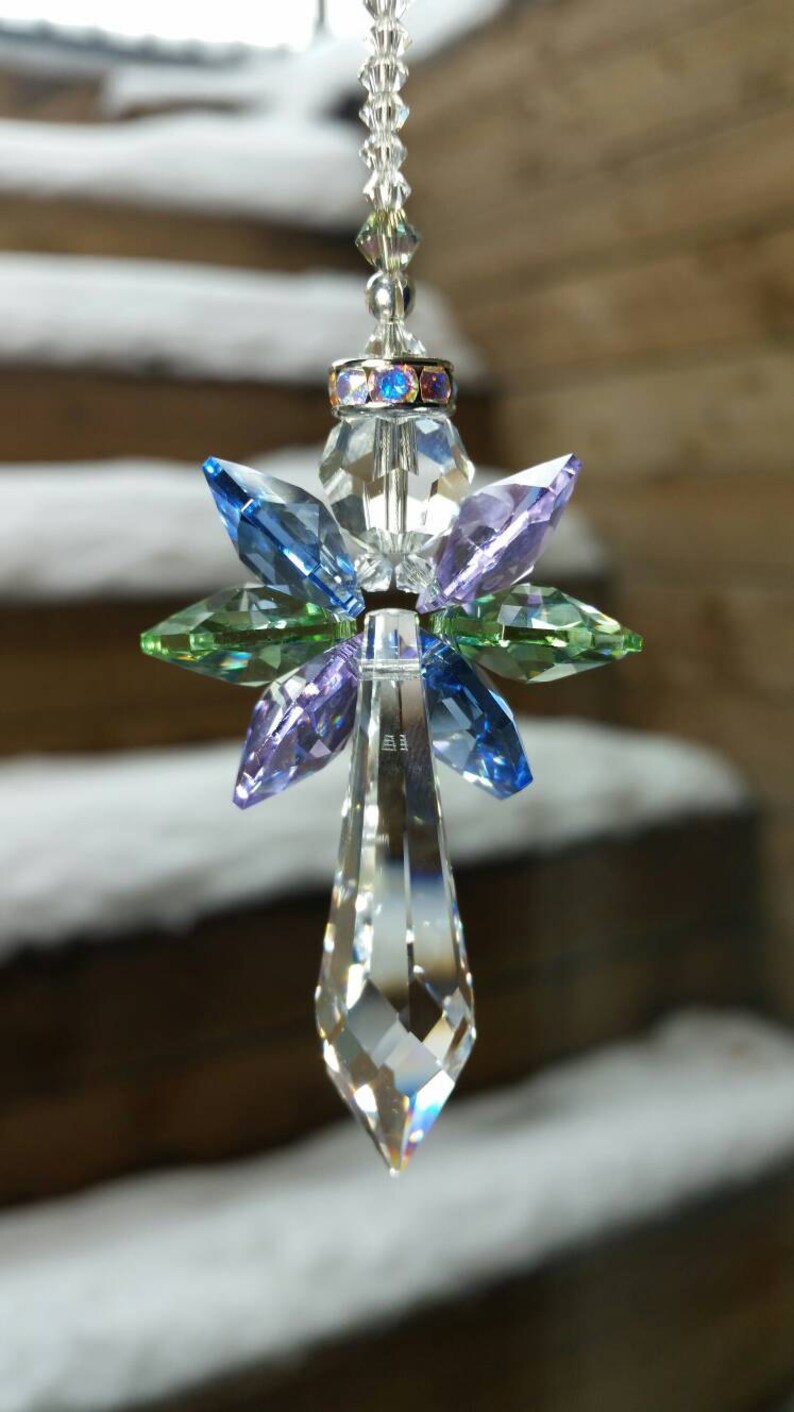Angel car charm angel decoration crystal angel guardian angel religious gift angel suncatcher memorial angel gift baptism gift