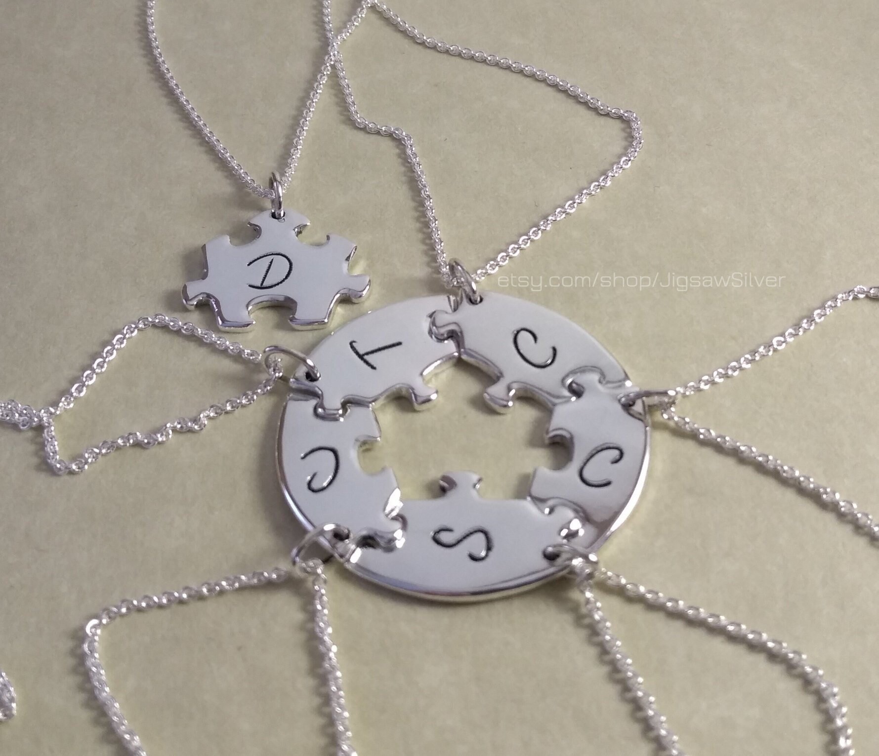 6 Best Friend Necklace. Six Piece Puzzle Round Necklace Etsy