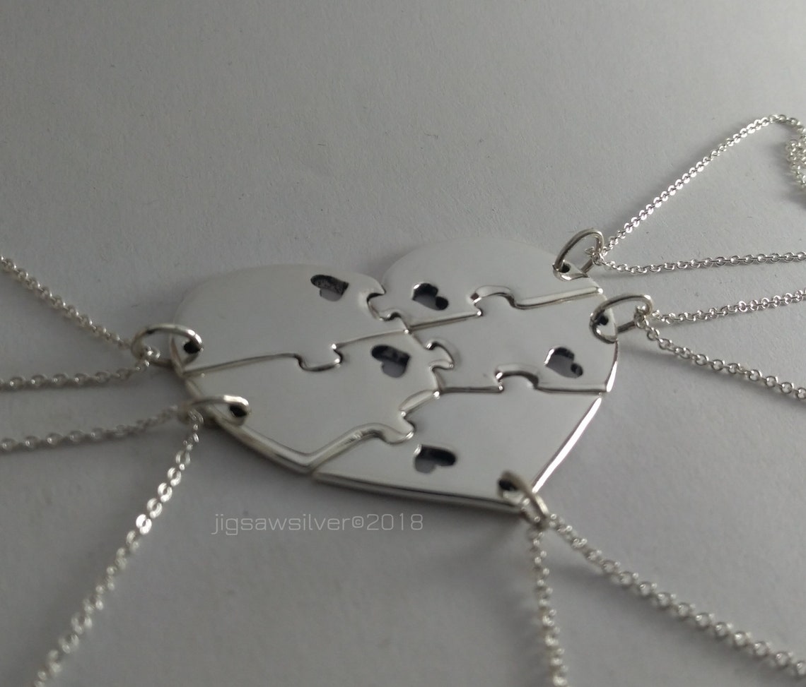 5 Best Friend Puzzle Necklace. 5 Piece Puzzle Heart Necklace Etsy
