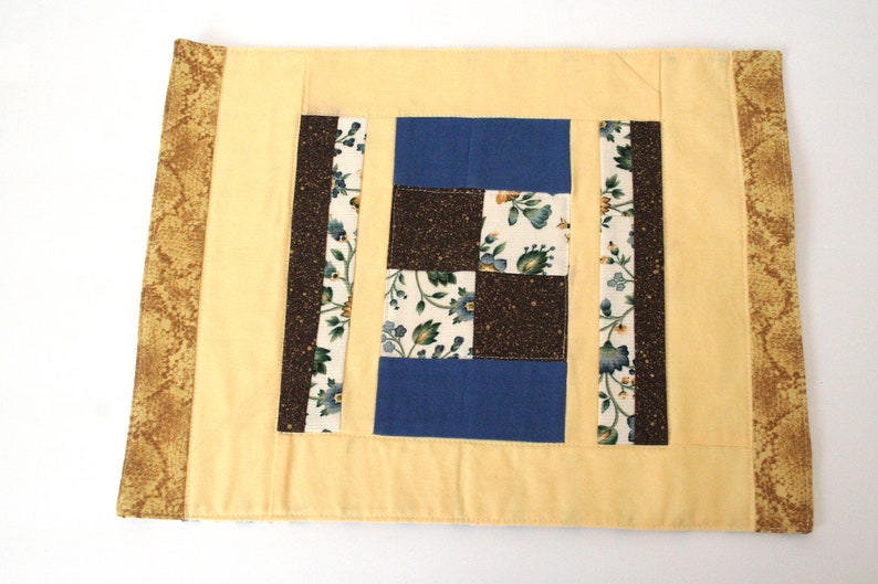 Farmhouse Table Decor Set of 6 Fabric Placemats Yellow Floral Patchwork