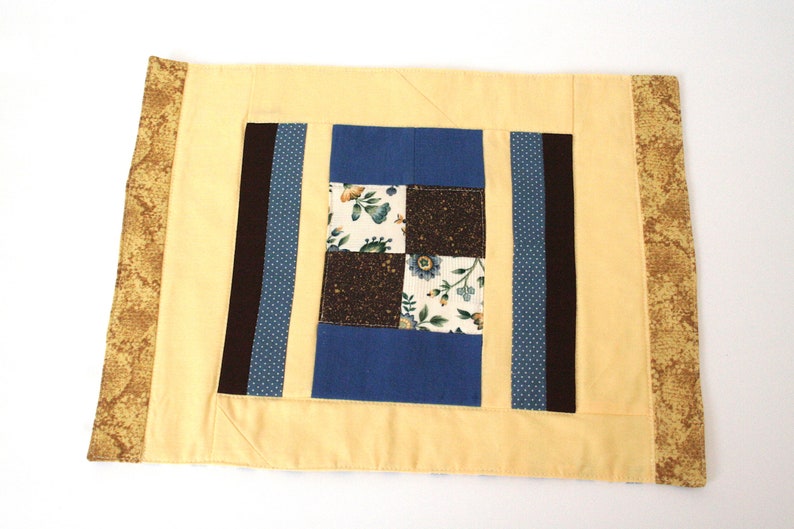 Farmhouse Table Decor Set of 6 Fabric Placemats Yellow Floral Patchwork