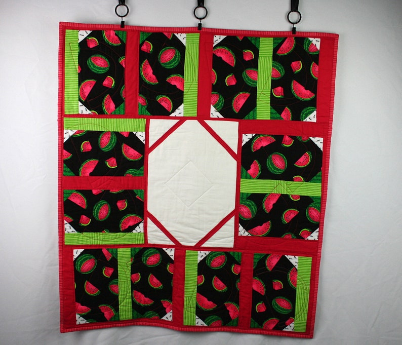 Decorative Quilt 34 by 29.5 inches Picnic Watermelons and Ants Lap Quilt