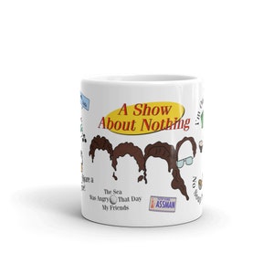 Seinfeld Inspired | Jerry Seinfeld, Kramer, George Costanza & Elaine Benes White Glossy Mug