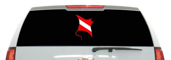 Manta Ray Shaped DIVE Flag Vinyl Decal Car Truck Sticker SCUBA Diving