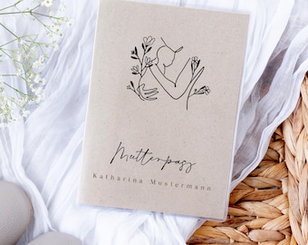 Mutterpass Hülle Mutterpasshülle personalisiert NATURE 3 Schutzhülle Graspapier Geschenkidee zur Schwangerschaft
