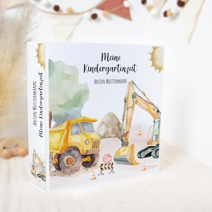 Kindergarten Krippe Ordner BAUSTELLE II personalisiert mit Namen Sammelmappe und Ringordner für Krippe Schule oder Kita / DIN A4