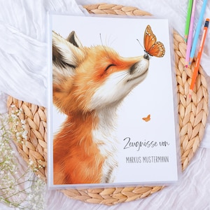 Zeugnismappe Hausaufgabenheft personalisiert - Schulanfang - Einschulung - Schulanfänger Mappe Zeugnis FUCHS SCHMETTERLING