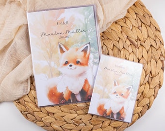 U-Heft und Impfpass Hülle personalisiert FUCHS Schutzhülle mit Namen Geschenk für Geburt Junge Mädchen