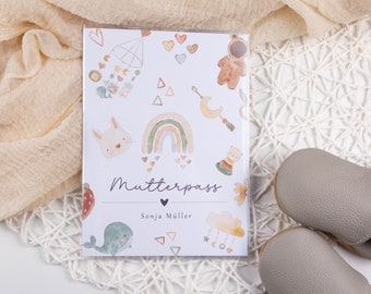 Mutterpass Hülle Mutterpasshülle personalisiert DOODLE BABY Schutzhülle für den deutschen Mutterpass | Geschenkidee zur Schwangerschaft