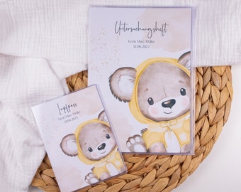 U-Heft und Impfpass Hülle personalisiert BÄRCHEN ANTON  Schutzhülle mit Namen Geschenk für Geburt Junge Mädchen