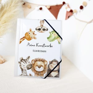 Zeichenmappe A3 oder A4 Sammelmappe Postmappe personalisiert TIERISCH STARKE FREUNDE