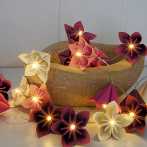 Lichterkette mit Origami Blüten, wahlweise mit Timer image 3