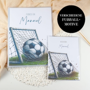 Zeugnismappe VERSCHIEDENE FUSSBALL-MOTIVE personalisiert - Schulanfang - Einschulung - Hausaufgabenheft Zeugnisse Zeugnis Junge