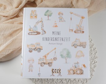 Kindergartenordner Krippenordner BAUSTELLE FAHRZEUGE Grundschulordner  frei personalisierbar