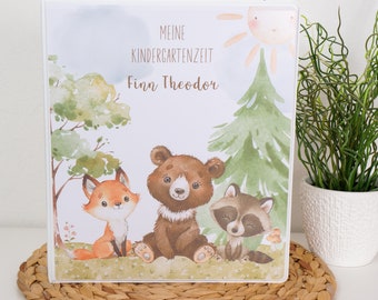 Kindergarten Ordner TIERE IM WALD Kindergartenordner Grundschulordner  personalisiert mit Namen