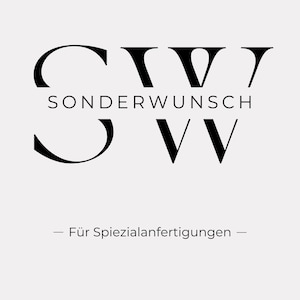 Könnte beinhalten: Schwarz-weißes Logo mit dem Text "Sonderwunsch" und dem Text "Für Spezialanfertigungen" darunter.