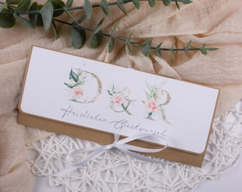 Gutscheinverpackung Hochzeit ROSA ROSE Geldgeschenk, Geschenkverpackung Konzertkarten Musicalkarten Tickets Gutschein personalisiert