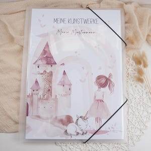 Zeichenmappe A3 oder A4 Sammelmappe Postmappe personalisiert PRINZESSIN EINHORN