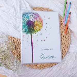 Zeugnismappe PUSTEBLUME personalisiert - Schulanfang - Einschulung - Hausaufgabenheft Zeugnisse Zeugnis Mädchen