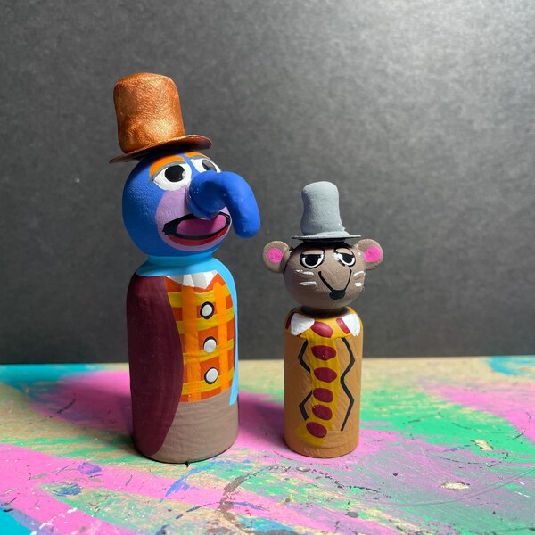 Hand Painted Pegs Inspired by a Muppets Christmas Carol