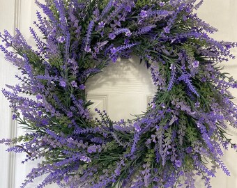 Double Door Lavender Wreaths Spring FarmhouseWreath  Summer Wreaths French Cottage Front Door Wreath All Seasons Door Decor Office Decor