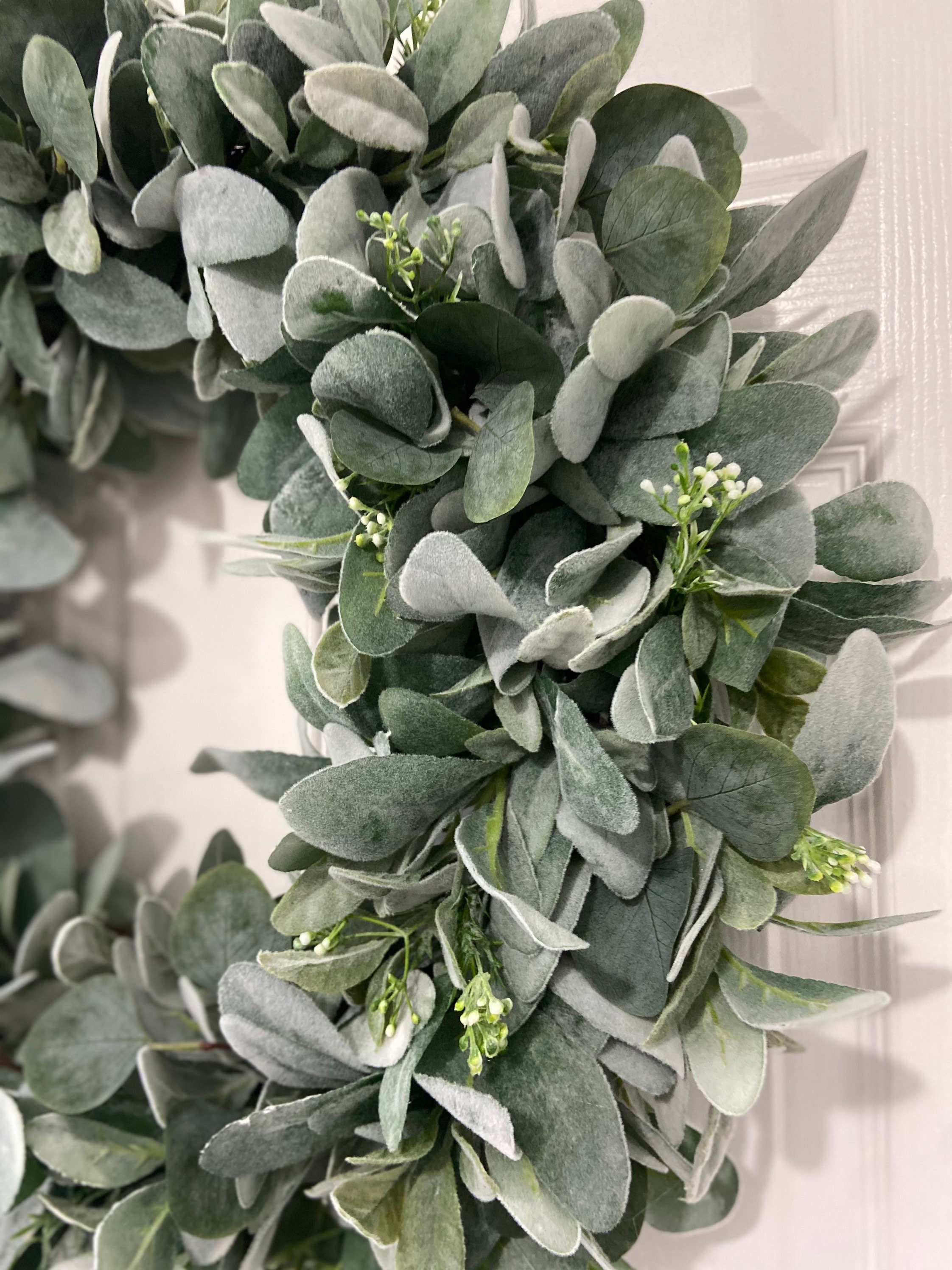 Lambs Ear Eucalyptus and Berries Wreath Farmhouse Wreath | Etsy