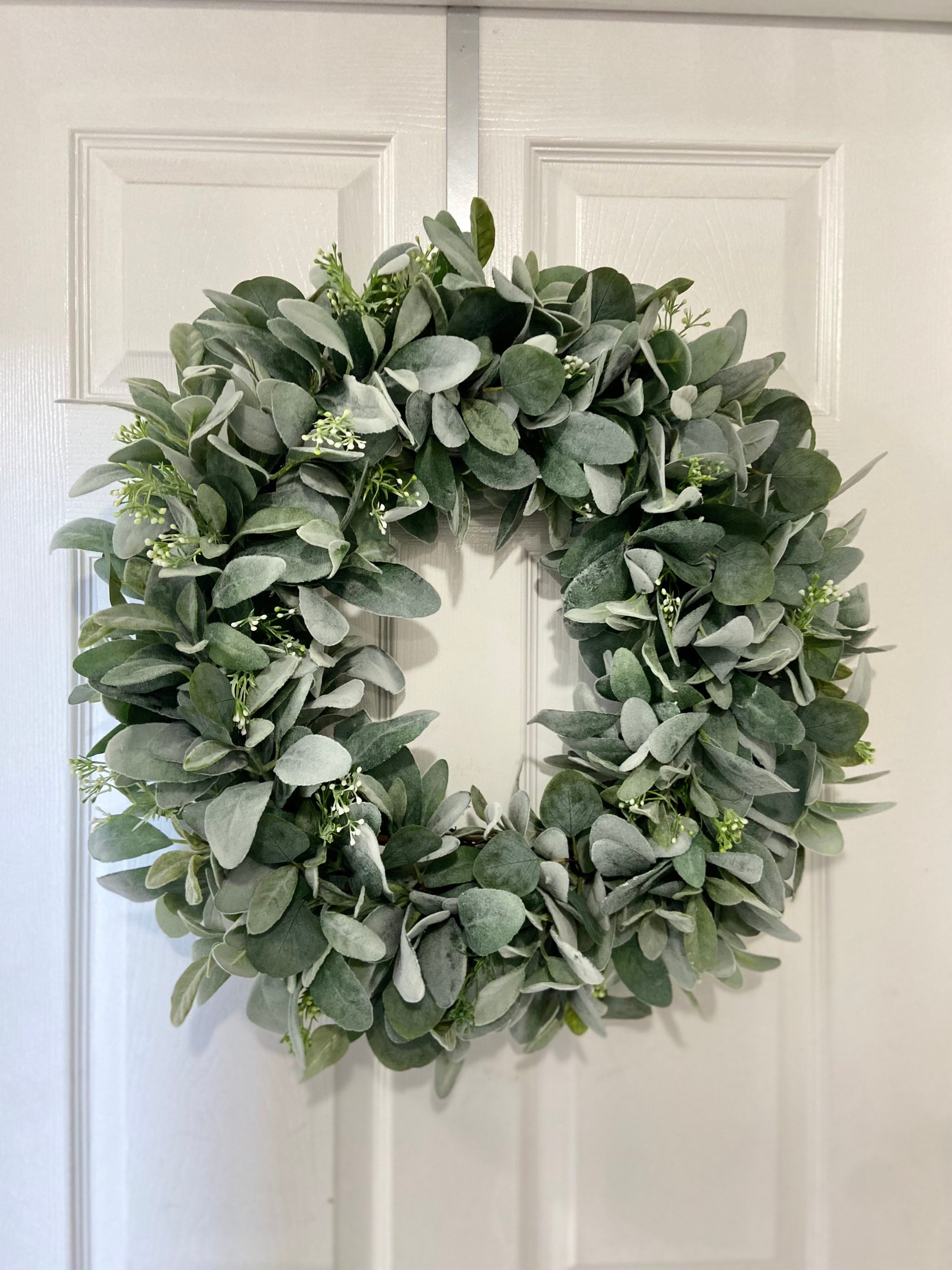 Lambs Ear Eucalyptus and Berries Wreath Farmhouse Wreath | Etsy