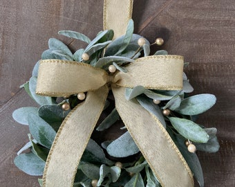 Holiday Mini Lambs Ear Wreaths/ Christmas MiniWreaths/Small Wreaths/ Kitchen Cabinet Wreaths/Window Wreaths/Gifts for Her/Housewarming Gifts