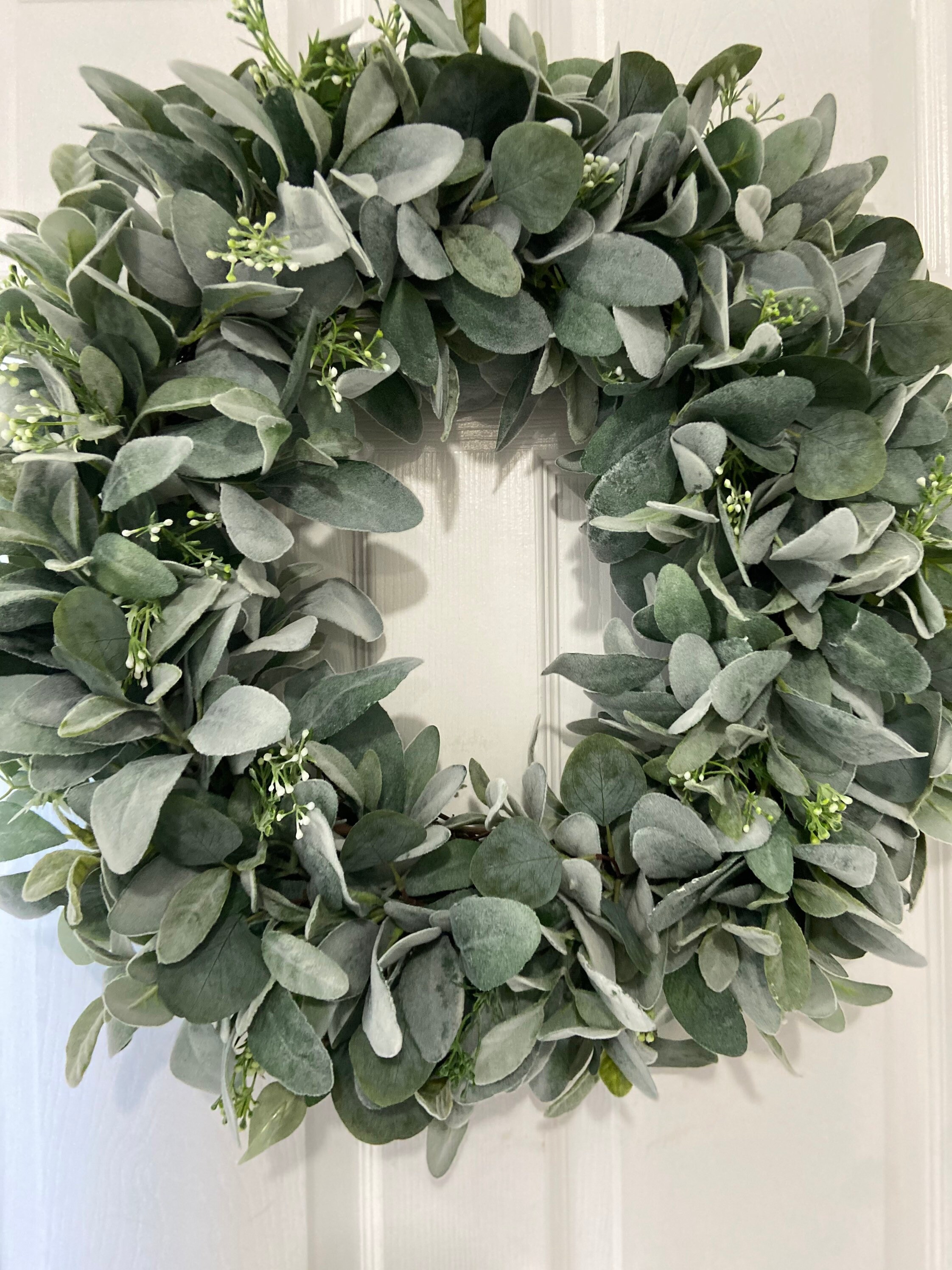Lambs Ear Eucalyptus and Berries Wreath Farmhouse Wreath Etsy