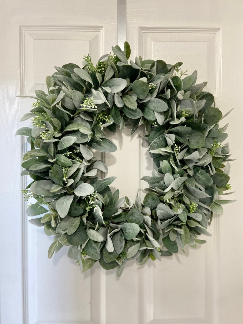 Lambs Ear Eucalyptus and Berries Wreath Farmhouse Wreath - Etsy