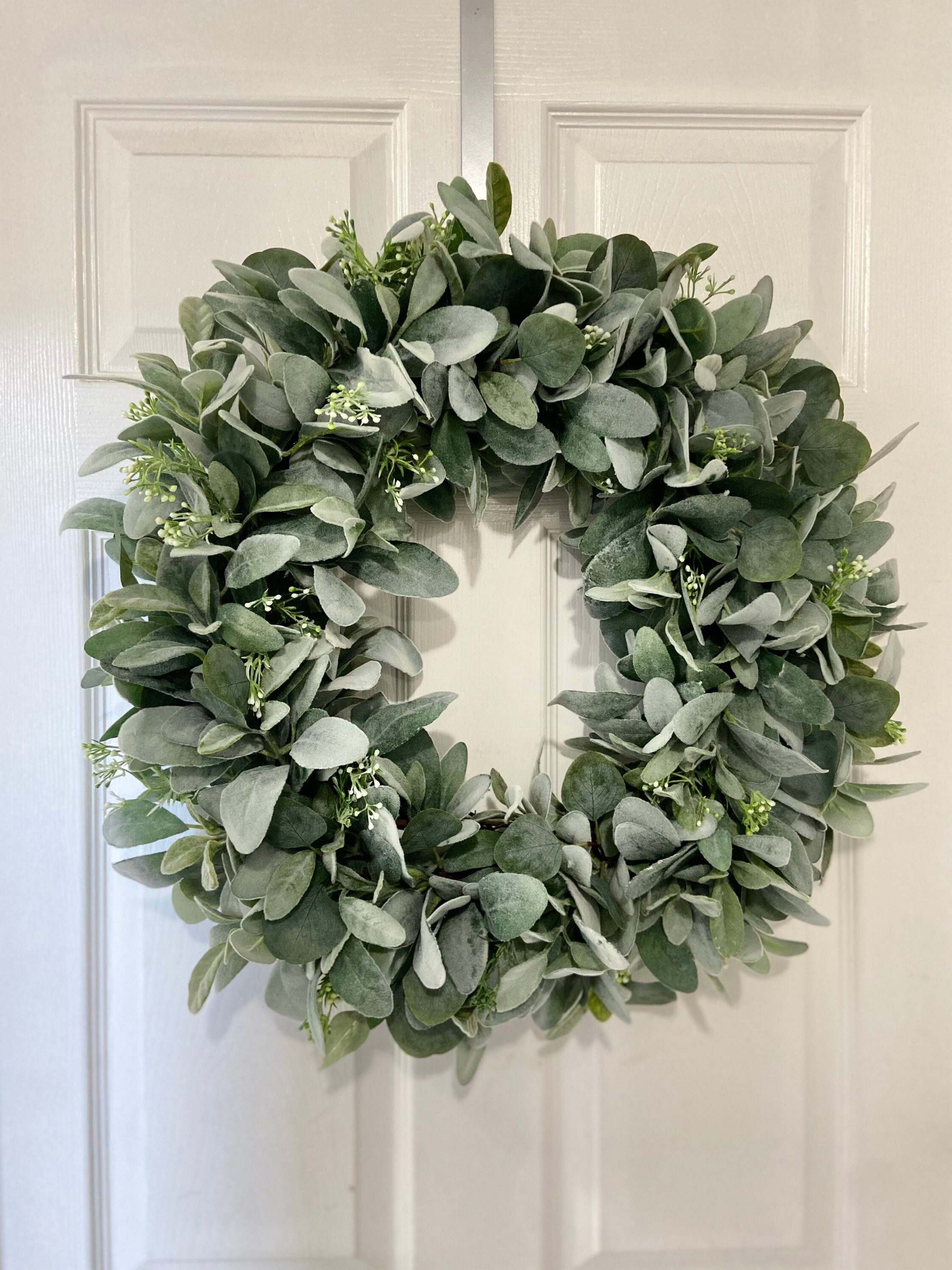 Lambs Ear Eucalyptus and Berries Wreath Farmhouse Wreath | Etsy