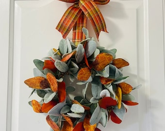 Fall Mini Farmhouse Lambs Ear and Eucalyptus  Wreaths |Kitchen Cabinet Wreaths| Window Wreaths| Mini Kitchen Wreaths| Autumn Wreaths