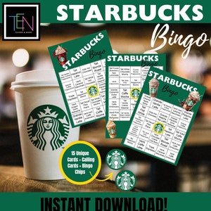 Starbucks Bingo!  Set 3 * Personalized Starbucks Coffee * INSTANT DOWNLOAD