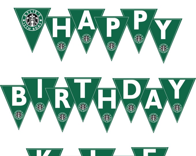 Banner de Starbucks Feliz cumpleaños Bebé Boda Ducha Digital Sirenas