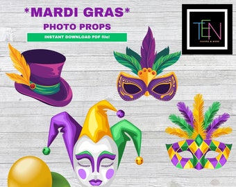 Mardi Gras Photo Props * NEW * Instant Download