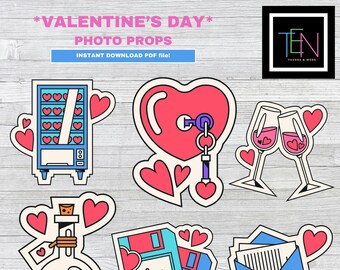 Retro Valentine's Day Photo Props * VDAY! * Instant Download