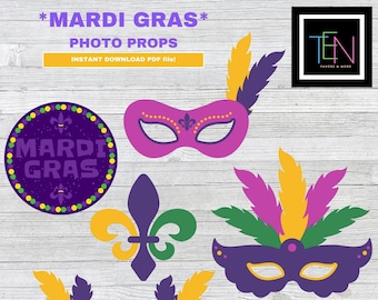 Mardi Gras Photo Props * Instant Download