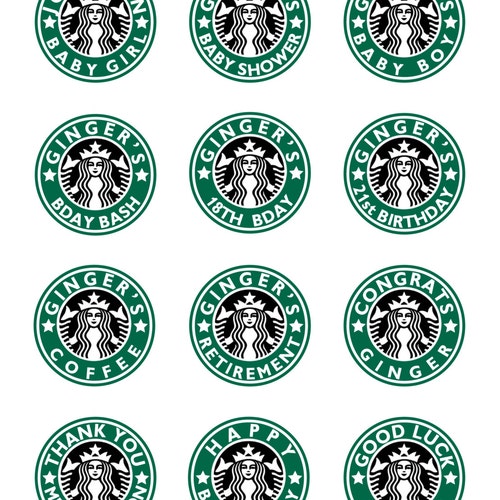 personalized starbucks coffee round stickers party favors etsy