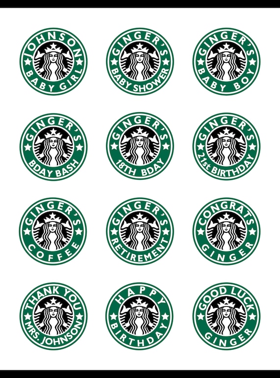 Personnalise Starbucks Cafe Ronde Autocollants Partie Faveurs Etsy