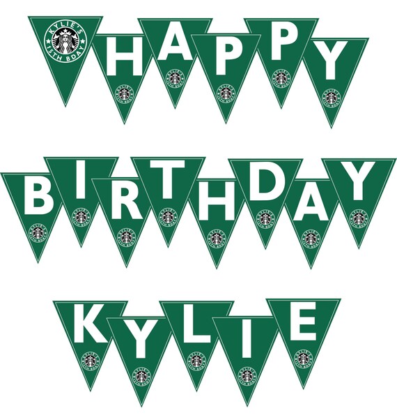 Banniere Starbucks Joyeux Anniversaire Bebe Mariage Etsy