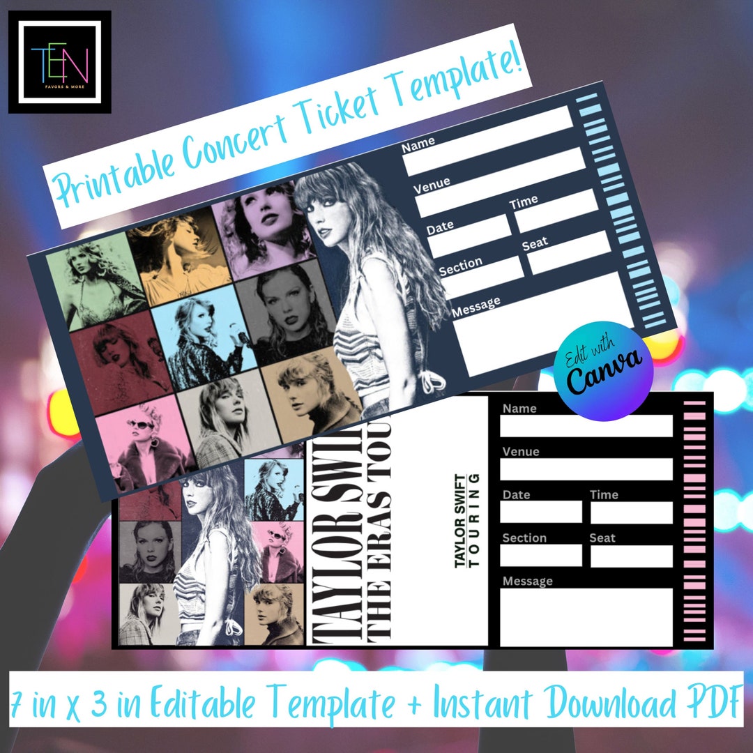 EDITABLE Taylor Swift Ticket Template Fake for Gifting DIY Editable in ...