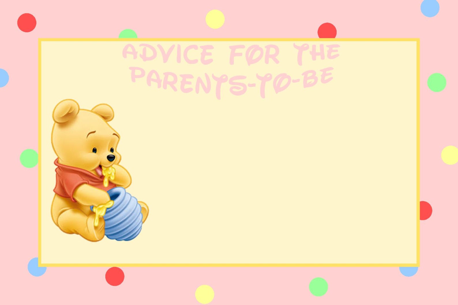 Winnie the Pooh Advice Card Baby Shower Etsy