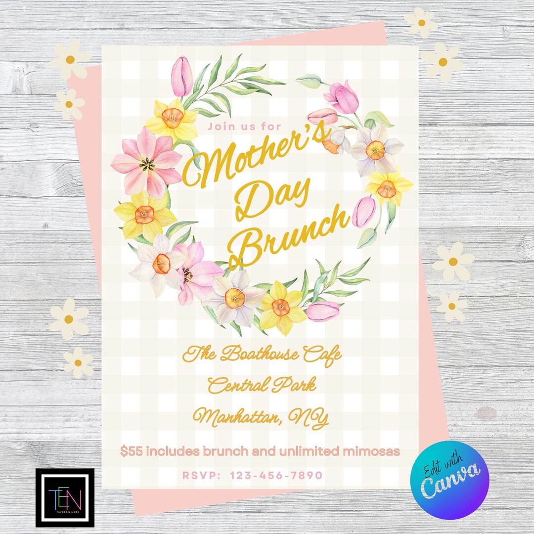 EDITABLE Mother's Day Brunch Invitation DIY Editable in Canva ...