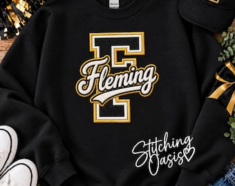Fleming County Panthers F in Faux Embroidery Applique, Panthers, Team Tee, Fan Wear, Panthers Sweatshirt