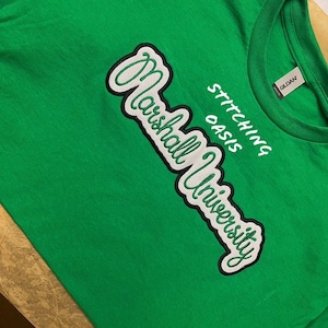 Marshall University Glitter Applique Tee, Marshall, Herd, Thundering Herd, College Shirt, College Gift, Women's Gift, Grad Gift,School Shirt